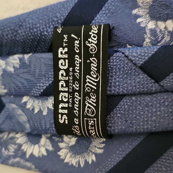 Vtg SEARS MCM Blue Sunflower Floral Striped Wide Clip-on Tie - Picture 6 of 8